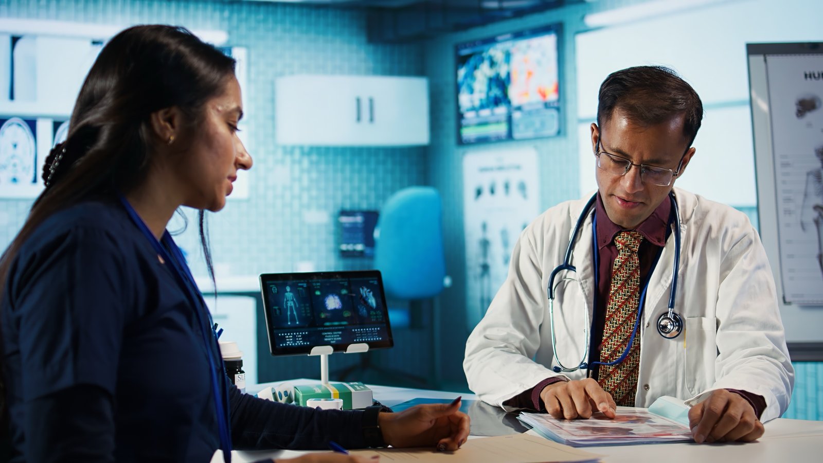 Clinician and patient in consultation